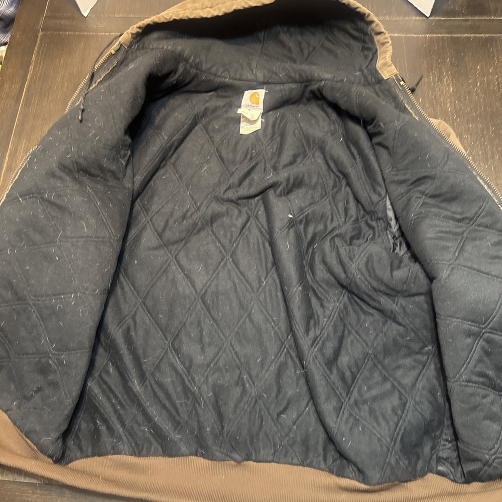 Vintage Carhartt J68 CHT Chestnut Brown Jacket Size XXL TALL Quilted Distressed - Picture 5 of 9